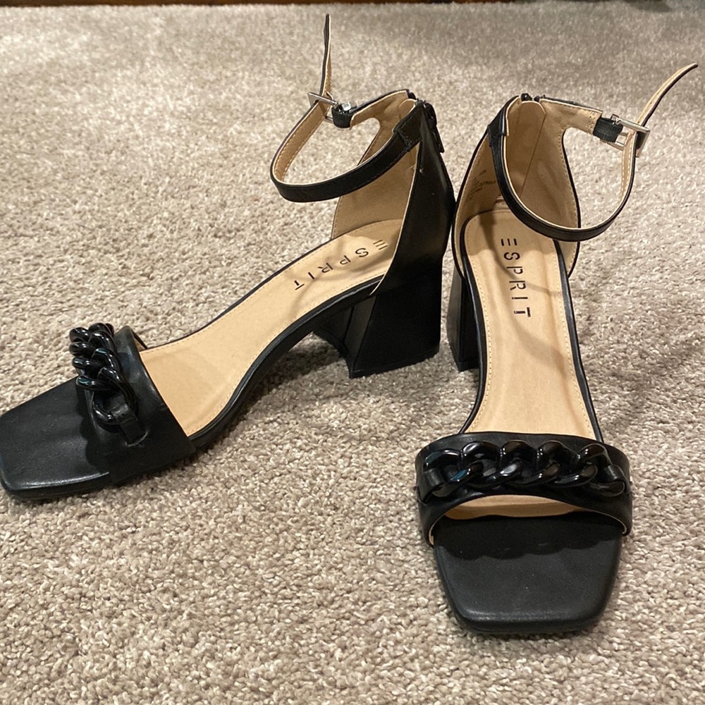 Block Heels with Chain Detail